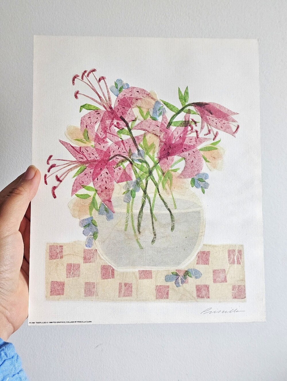 Figi Graphics Tiger Lilies Priscilla Clark 1986 Vintage Floral Fabric Art